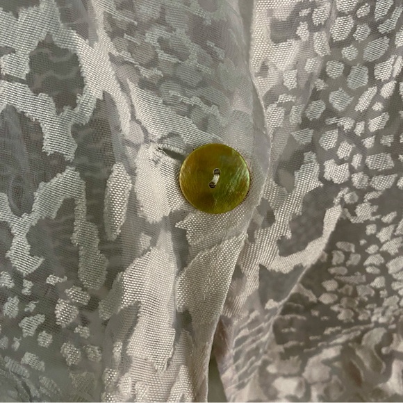 VTG Kaleidoscope Sheer White Burnout Animal Print Blazer Jacket Mesh Sz L - Picture 3 of 7